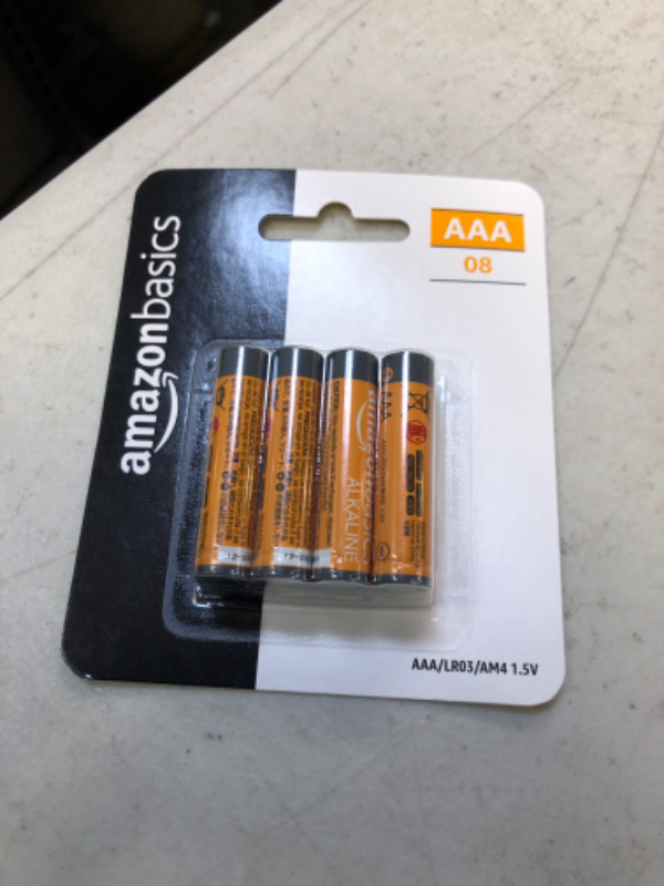 Photo 1 of Amazon Basics 8 Pack AAA High-Performance Alkaline Batteries, 10-Year Shelf Life, Easy to Open Value Pack,8 Count (Pack of 1)