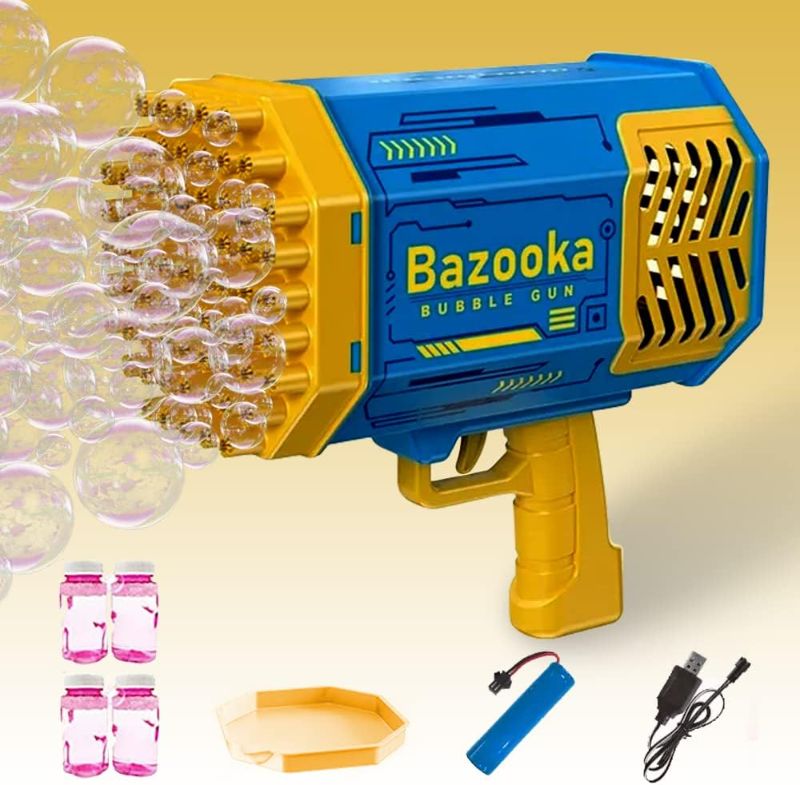 Photo 1 of A & H 69 Holes Bubble Machine Gun - Bazooka Bubble Machine Gun for Wedding, Indoor, Outdoor Birthday & Party - 15000+ Colorful Bubbles Per Minute - Bazooka Bubble Gun Blaster for Adults & Kids
