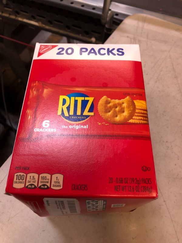 Photo 2 of 28/august/2023   RITZ Original Crackers, 20 Snack Packs (6 Crackers Per Pack) Butter 20 Count (Pack of 1)