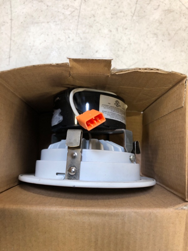 Photo 1 of HALO RL Series 4 inch Recessed LED Retrofit Light Selectable CCT (2700K-5000K) and Selectable Lumens, Dim to Warm, Integrated LED Matte White, 600/900 Lumens