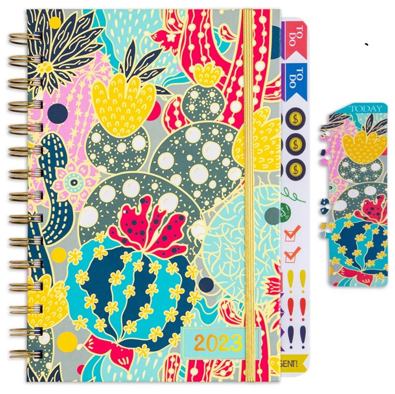 Photo 1 of Planner 2023 Daily Weekly and Monthly, Hardcover 12-Month School Calendar Planner Organizer to DEC.2023, 5.5"x8", Spiral Notebook with Stickers, Inner Pocket, Coated Tabs
