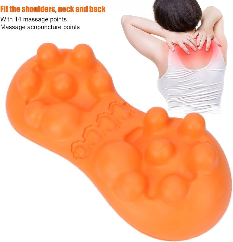 Photo 2 of Acupressure Neck Pain Relief Cushion, Professional Cervical Spine Massage Pillow, Cervical Traction Cushion & Pressure Point Device for Relieves Neck Pain and Shoulder Pain, Orange
