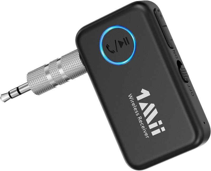 Photo 2 of 1Mii Bluetooth AUX Adapter for Car, Bluetooth 5.2 Wireless Audio Receiver for Home Stereo/Car Stereo/Wired Headphones/Speaker with Volume Control, Hands-Free Calls, Dual Connection, 13H Battery Life