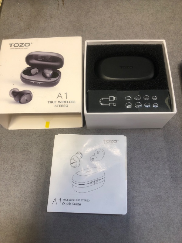 Photo 1 of TOZO A1 Mini Wireless Earbuds Bluetooth 5.3 in Ear Light-Weight Headphones Built-in Microphone, IPX5 Waterproof, Immersive Premium Sound Long Distance Connection Headset with Charging Case, Black
