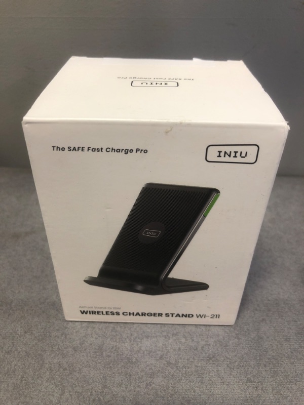 Photo 2 of INIU Wireless Charger, 15W Fast Wireless Charging Station with Sleep-Friendly Adaptive Light Compatible with iPhone 14 13 12 Pro XR XS 8 Plus Samsung Galaxy S23 S22 S21 S20 Note 20 10 Google LG etc
