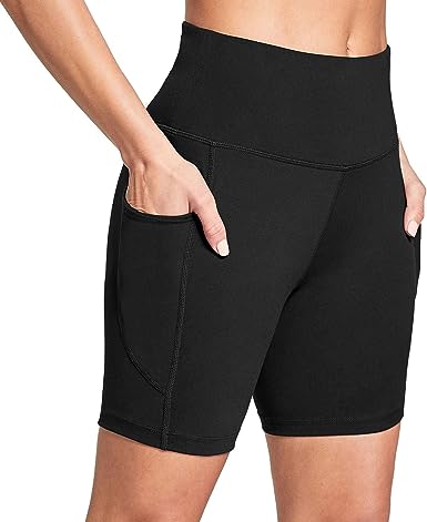 Photo 1 of BALEAF Women's 6"/8" High Waisted 3XL Biker Shorts with Pockets for Gym Workout Yoga Running Athletic
