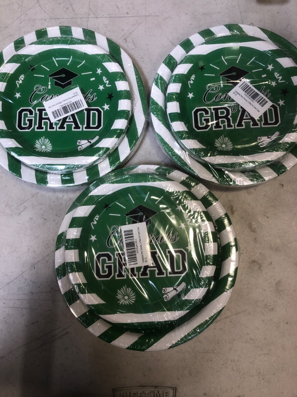 Photo 2 of (LOT OF 3) Gatherfun Graduation Party Supplies 2023 Graduation Party Dinnerware Green Disposable Paper Plates for Congrats Grad Party Decorations, Serve 80
