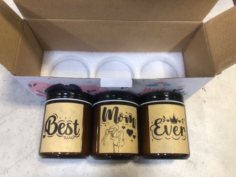 Photo 2 of 3 Pcs Mothers Day Gifts Best Mom Ever Gifts from Daughter Son 7oz Scented Jar Candles Natural Mineral Wax Scented Candles for Women Christmas Mother's Day Birthday Thanksgiving Gifts (Mom, Brown)
