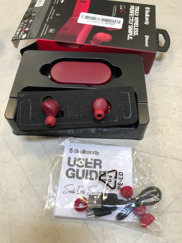 Photo 2 of Skullcandy Sesh Evo True Wireless In-ear Earbud - Deep Red, compatible with iPhone and Android, Bluetooth Earbud headphone, Charging Case & Microphone, Great for Gym & Sport IP55 Water Dust Resistant Sesh Evo Deep Red