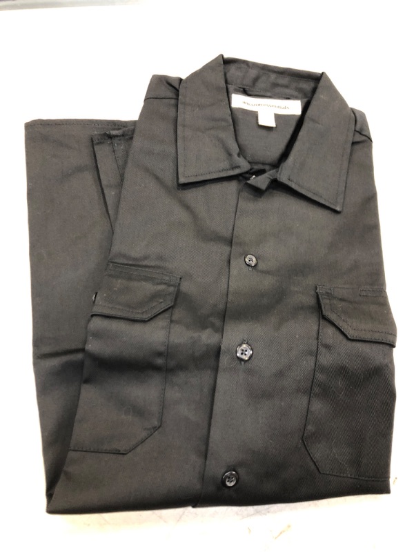 Photo 1 of Amazon Essentials Men's Short-Sleeve Stain and Wrinkle-Resistant Work Shirt Large Black