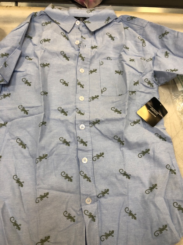 Photo 2 of Body Glove Boys' Woven Shirt - Short Sleeve Button Down Summer Beach Shirt (S-XL) Blue Lizard Medium