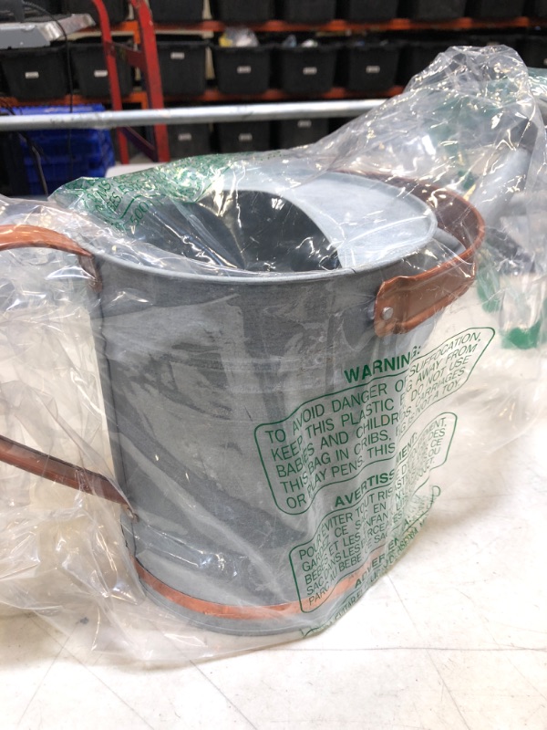 Photo 2 of 4L Watering Can Galvanized Steel Watering Pot with Removable Rosette-Diffuser Vintage Zinc