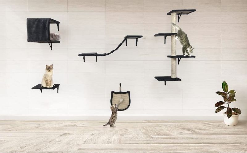 Photo 1 of  Cat Wall Shelves and Perches Set, Cat Wall Furniture, Cat Wall Shelves, Wall Mounted Cat Shelves, Wall Hammock,Steps, Wall Stairs, Wall Perch, 