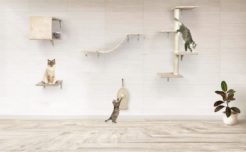 Photo 1 of  Cat Wall Shelves and Perches Set, Cat Wall Furniture, Cat Wall Shelves, Wall Mounted Cat Shelves, Wall Hammock,Steps, Wall Stairs, Wall Perch, Wall House-White