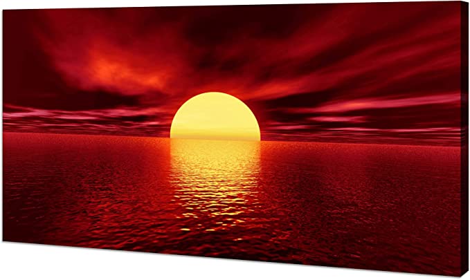 Photo 1 of aJLXART Canvas Prints Red Sun Large Modern Seascape Sea Giclee Paintings Canvas Wall Art Red Ocean Wall Decor Sunset Pictures Artwork for Walls Living Room Bedroom Decor Office Home Decoration
Visit the JLXART Store