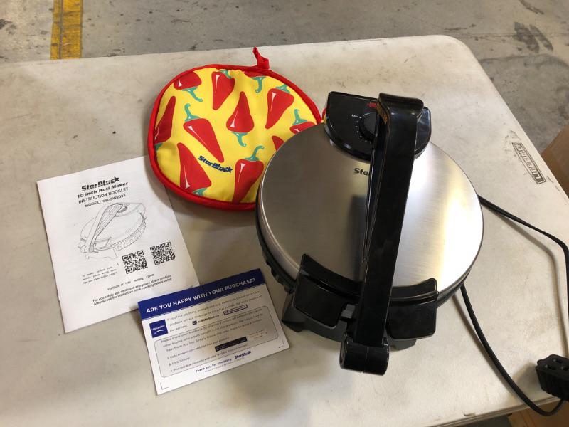 Photo 2 of 10inch Roti Maker by StarBlue with FREE Roti Warmer - The automatic Stainless Steel Non-Stick Electric machine to make Indian style Chapati, Tortilla, Roti AC 110V 50/60Hz 1200W
