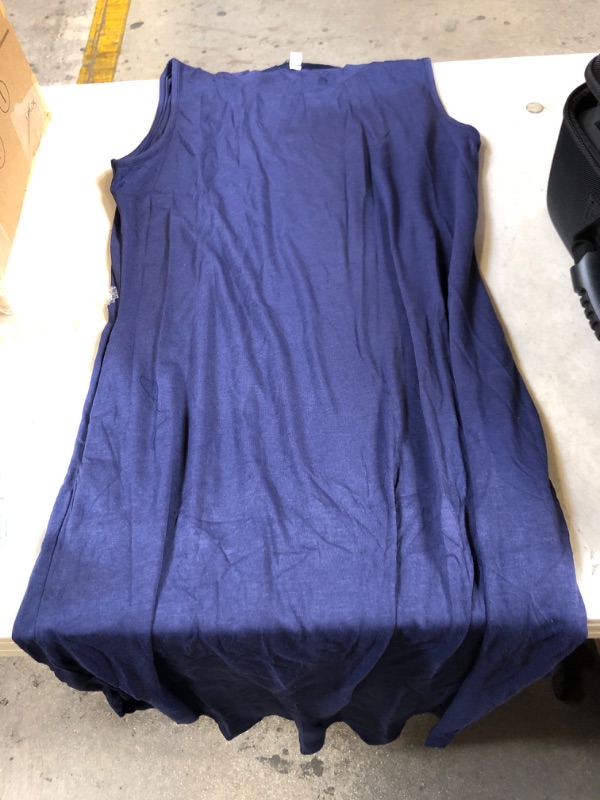 Photo 2 of ANRABESS Women's Casual Loose Sundress Long Dress Sleeveless Split Maxi Dresses Summer Beach Dress with Pockets 02 Blue SIZE Small