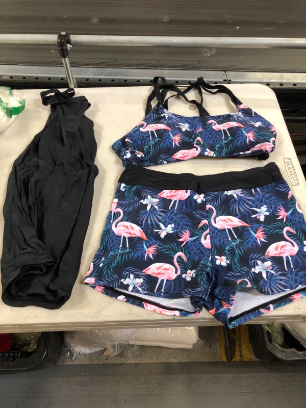 Photo 1 of 3 piece medium flamingo bathing suit size 