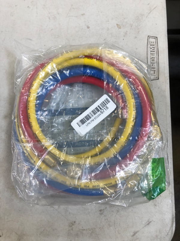 Photo 2 of AC Charging Hoses Tube, 60" Refrigerant Charging Hose 1/4" SAE Thread Fits for R12 R22 R502 Car Air Conditioning and HVAC Manifold Gauge Hose Kit (3000~600) PSI