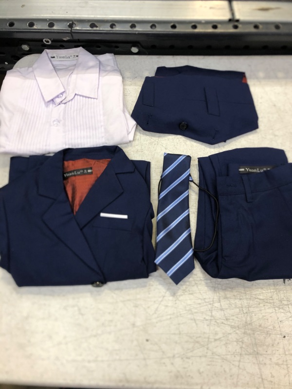Photo 2 of YuanLu Boys Colorful Formal Suits 5 Piece Slim Fit Dresswear Suit Set Navy Blue 3T