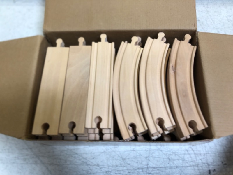 Photo 2 of Wooden Train Track 52 Piece Set - 18 Feet Of Track Expansion And 5 Distinct Pieces - 100% Compatible with All Major Brands Including Thomas Wooden Railway System - by Right Track Toys