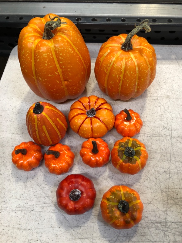 Photo 1 of 11PCS Various Sizes Artificial Pumpkin Decorations 