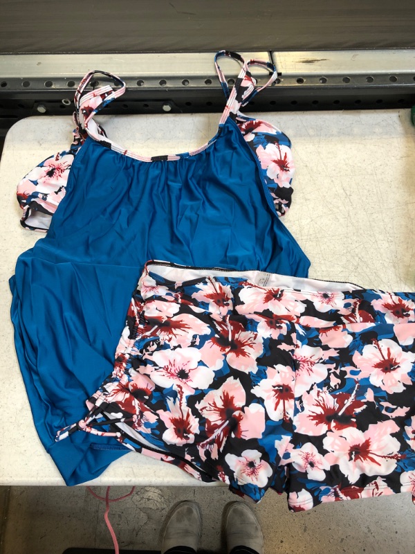 Photo 1 of 2PCS Blue/Floral Tankini Set 18W 