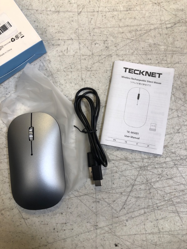 Photo 2 of TECKNET Rechargeable Bluetooth Mouse for MacBook Pro/iPad/Laptop/Windows, Slim Silent Wireless Mouse Bluetooth 5.0/3.0 2.4G Portable Optical Cordless Mice with USB Receiver 4 Adjustable DPI