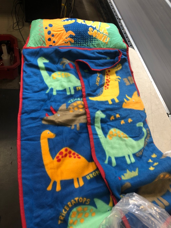 Photo 2 of Funhouse Dinosaurs Kids Nap Mat Set – Includes Pillow and Fleece Blanket – Great for Boys Napping during Daycare or Preschool - Fits Toddlers, Blue