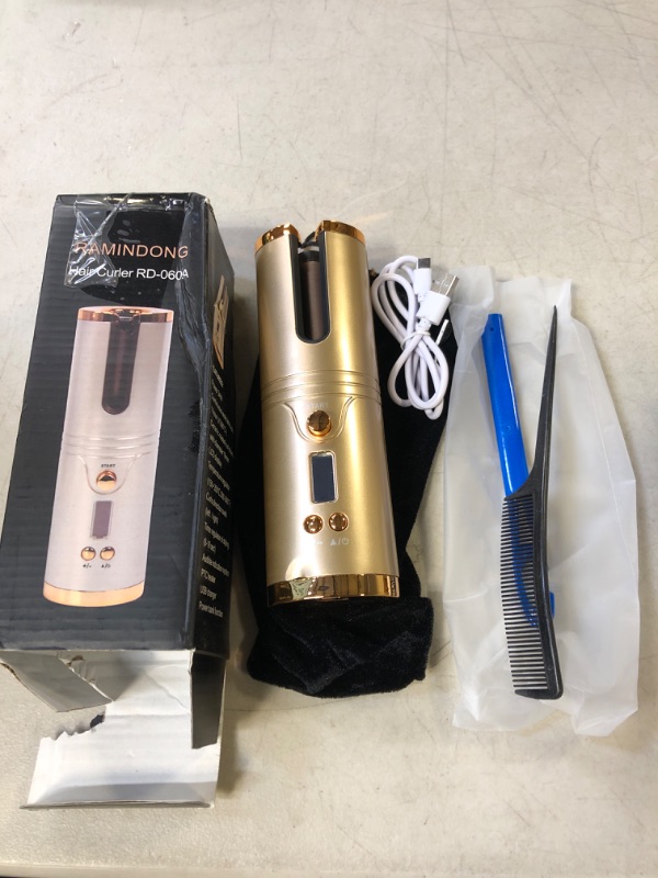 Photo 2 of Hair Curler, Nityrliv Hair Curling Iron Cordless Automatic Curler Portable Rechargeable Silky Curls Fast Heating Wireless Auto Curler with Timer Setting and 6 Temperature Adjustable (Gold) (Gold) A-gold