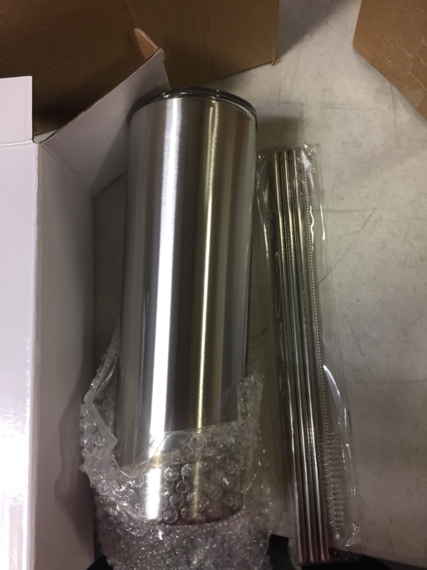 Photo 1 of 3 STAINLESS STEEL CUP WITH 3 STAINLESS STEEL STRAW 1 BRUSH 20 OZ