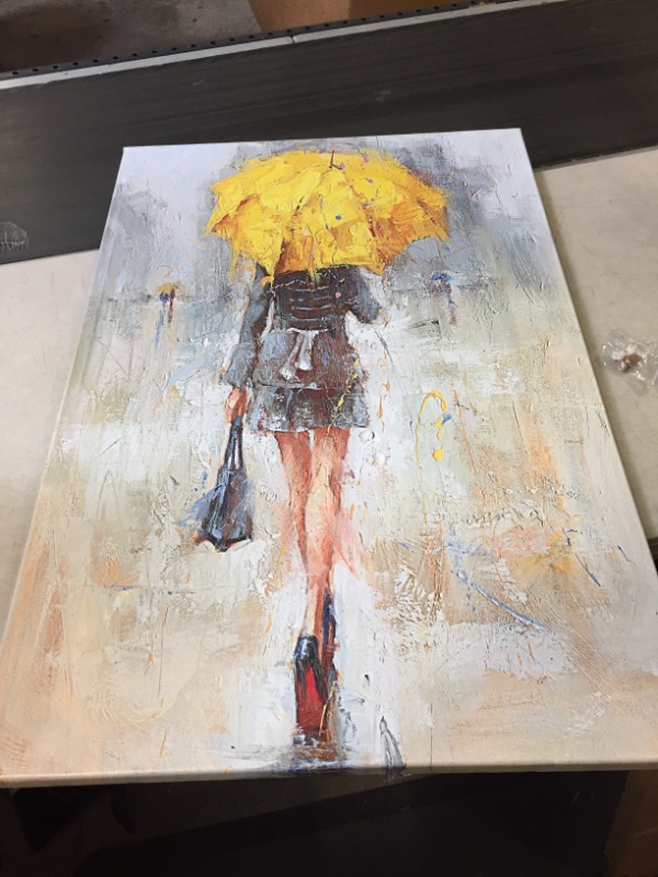 Photo 1 of 24 X 36 GIRL WITH UMBRELLA CANVAS PAINTING