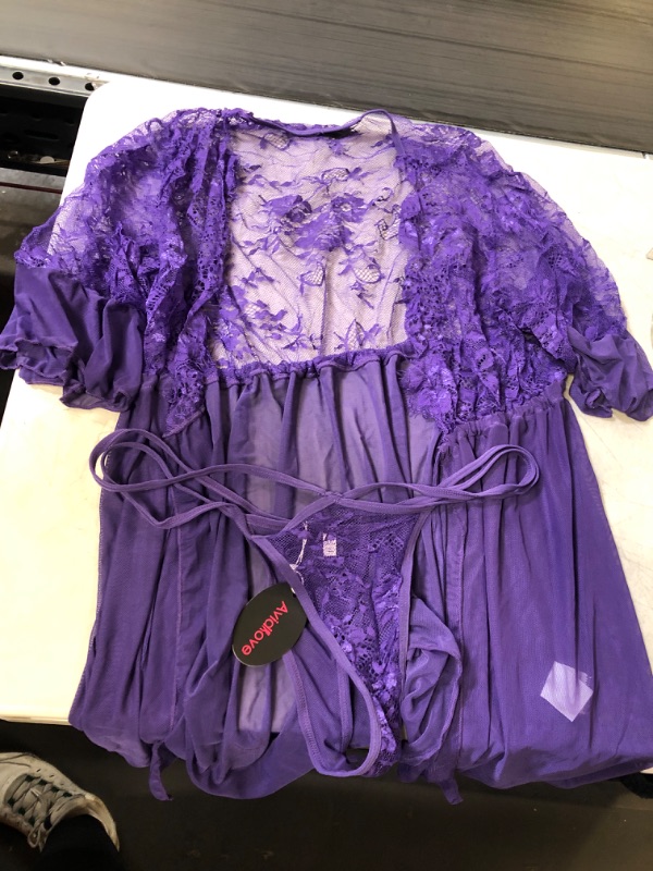 Photo 1 of 2 PCS WOMENS LINGERIE PURPLE XXL