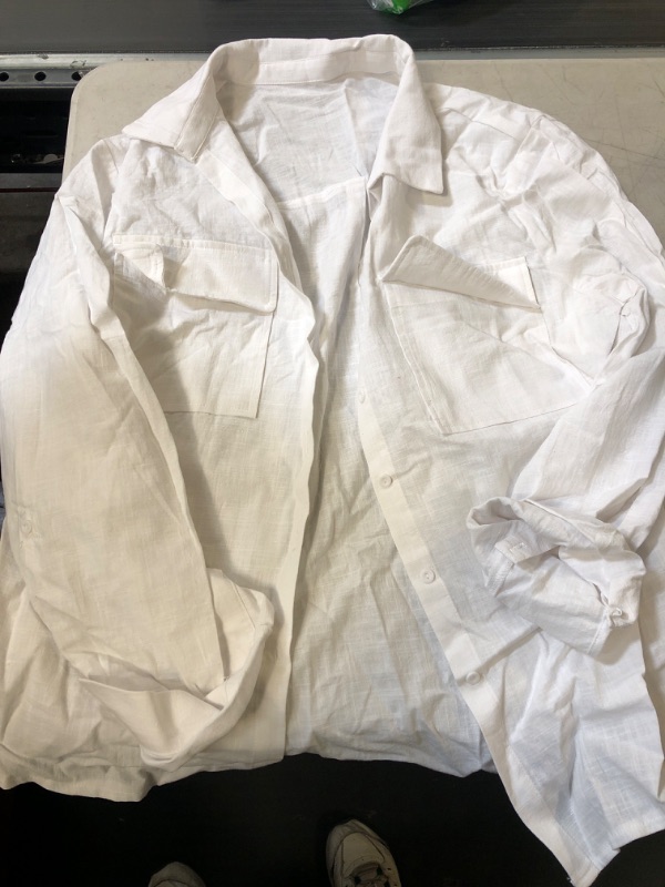 Photo 1 of LONG SLEEVE BUTTON UP WHITE LARGE