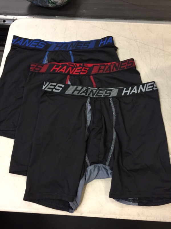 Photo 1 of 3 PCK HANES MENS BOXER BRIEFS MEDIUM