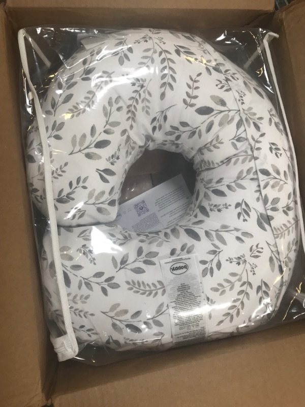 Photo 1 of Boppy Nursing Pillow and Positioner—Original | Gray Taupe Watercolor Leaves | Breastfeeding, Bottle Feeding, Baby Support | with Removable Cotton Blend Cover | Awake-Time Support