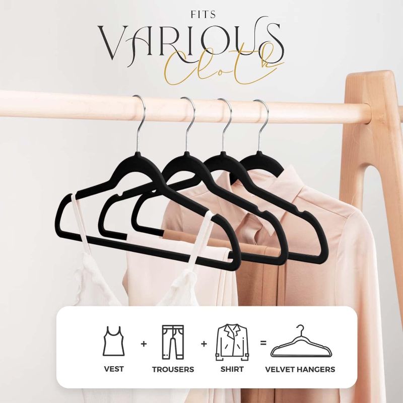 Photo 1 of Black Velvet Hangers 15 Pack, Premium Clothes Hangers Non-Slip Felt Hangers, Sturdy Black Hangers Heavy Duty Coat Hangers, Durable Suit Hangers for Space Saving, No Hanger Marks 360 Rotating
