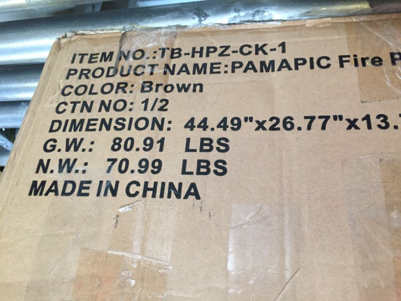 Photo 1 of INCOMPLETE SET!!! Outdoor Fire Pits,PAMAPIC Propane Fire Pit Table with Glass Wind Guard,42 Inch 50,000 BTU Auto-Ignition Outdoor Fire Tables for Garden Patio Backyard Deck Poolside 41x 24 x24 Inch Table
BOX1OF2 ONLY!!