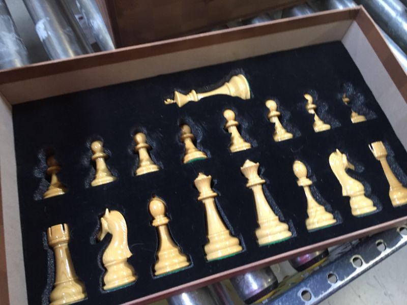 Photo 2 of AMEROUS High Polymer Weighted Chess Pieces with 4.25'' King - 2 Extra Queens - Gift Package, Standard Tournament Chessmen for Chess Board or Replacement of Missing Pieces (Chess Pieces Only)