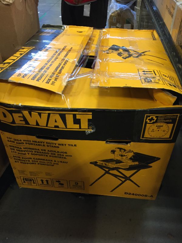 Photo 4 of DEWALT Wet Tile Saw, Corded, 1.5 Amp, 25” Rip Cuts, 28” Plunge Cuts, 45 Degree Angle Cuts, Includes Stand (D24000S) Wet tile saw w/stand