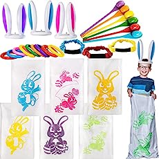 Photo 1 of JOYIN 6 Player Potato Sack Race Jumping Bags, Spoon and Egg Race, Legged Relay Race Bands Elastic Tie Rope for Easter Theme Party Favor, Outside Lawn Games, Easter Eggs Hunt Game Activities
