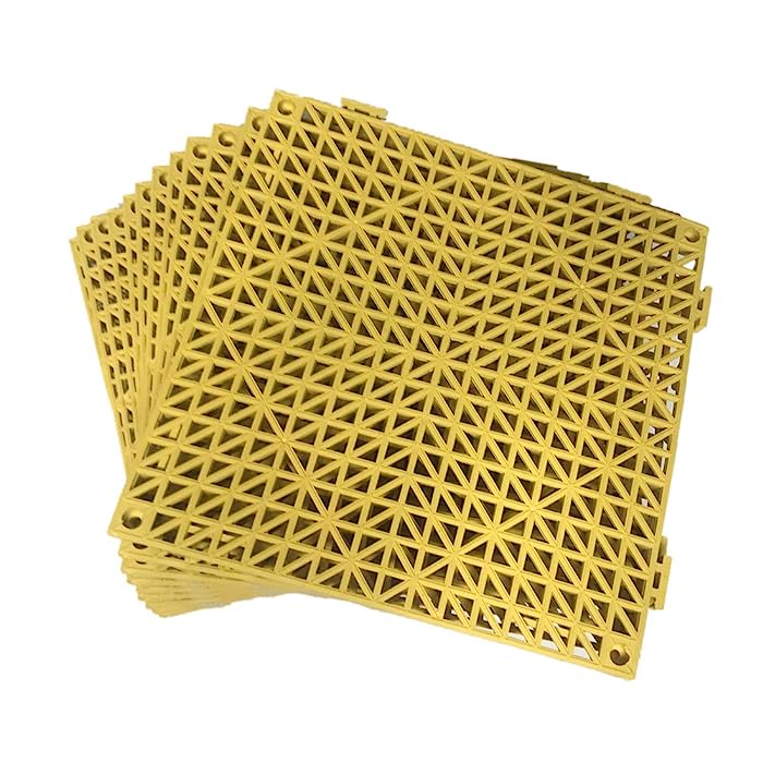 Photo 1 of 12 Pack Modular Interlocking Cushion 11.5" x 11.5" Mat Floor Tile Mats Drain Pool Patio Balcony Yard Pet Area Washer Pad Yellow