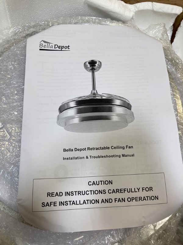 Photo 1 of 36" Retractable Ceiling Fan with Lights and Remote Control Modern Ceiling Fan with Retractable Blades, Silent Motor, 3 Light Color Change, 4 Timing Options, Brushed Nickel 36 Inch Brushed Nickel