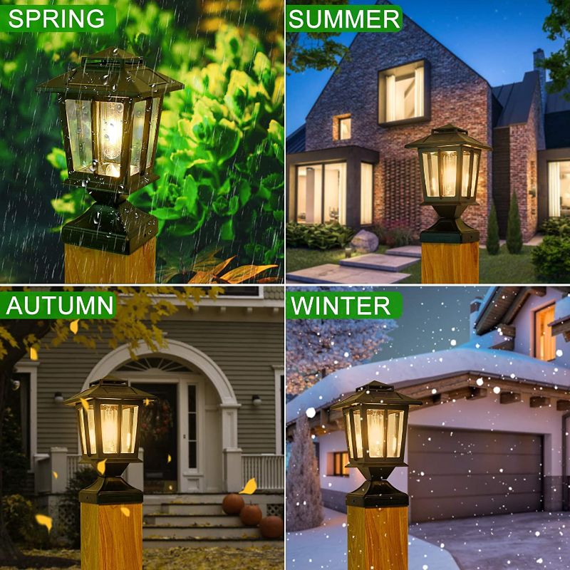 Photo 1 of  Metal Solar Post Lights Outdoor, Waterproof Fence Post Lights Solar Powered,