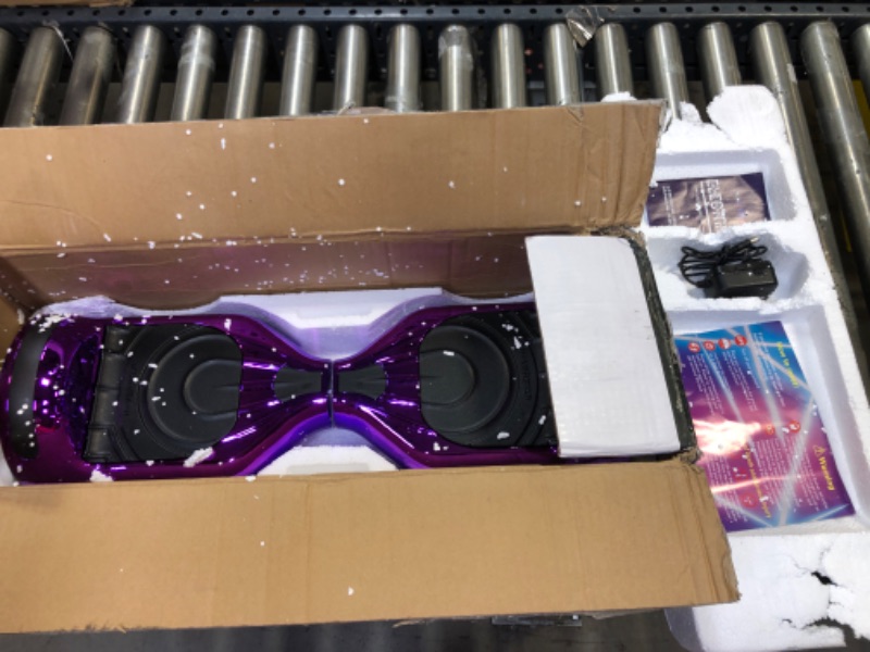 Photo 2 of Flash Wheel Hoverboard 6.5 inch Bluetooth Speaker with LED Light Self Balancing Wheel Electric Scooter - Chrome Purple