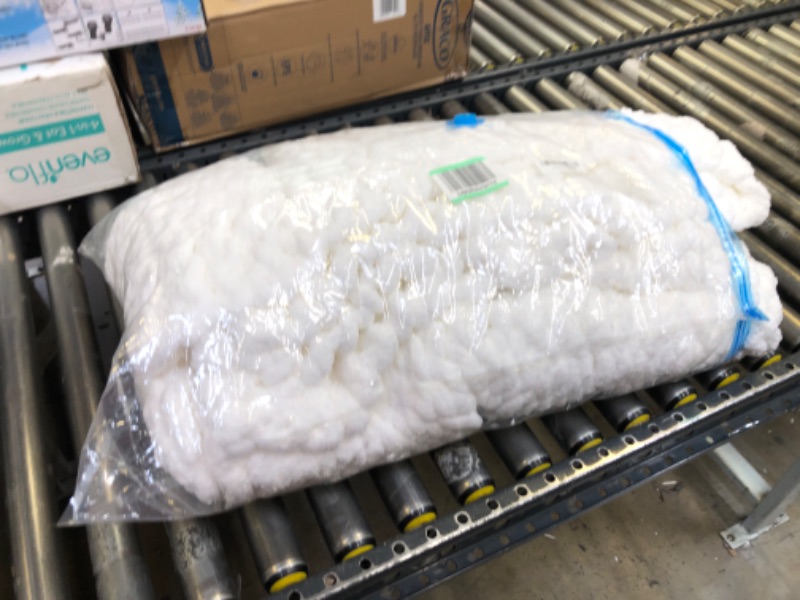 Photo 1 of Adyrescia Chunky Knit Blanket Throw | 100% Hand Knit with Jumbo Chenille Yarn (50"x60", Bright White)
