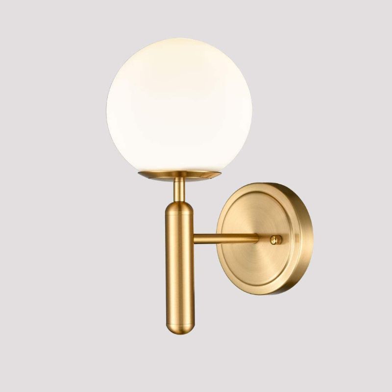 Photo 1 of  Mid-Century Bedroom Sconce Globe Vanity Wall Light in Brass Finish