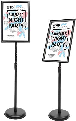 Photo 1 of  Adjustable Pedestal Poster Sign Stand,8.5 x 11 Advertising Business Menu Sign Holder for Floor Standing with Aluminum Snap-Open Reusable Frame,Black