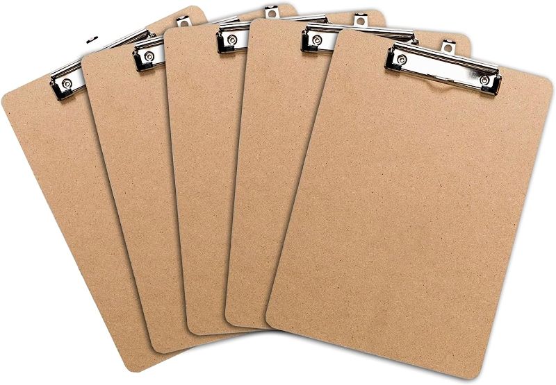 Photo 1 of Letter Size Clipboards with Low Profile Clip (Set of 5) - Wood Clipboards Bulk 5 Pack, Heavy Duty Clipboard, Back to School Teacher Classroom Supplies, School Supplies for College Students
