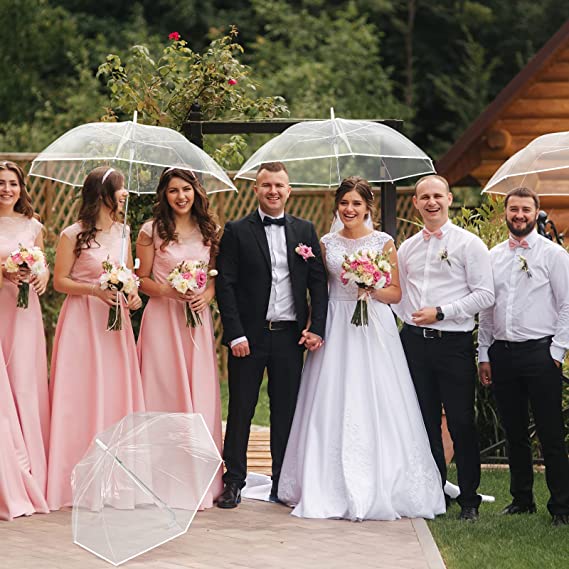 Photo 1 of  Clear Umbrella Wedding Style Stick Umbrellas Large Canopy Windproof Transparent Stick  